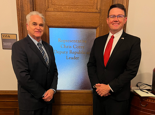 Proud Papa: Son Chris Corry returns to State House of Representatives leadership